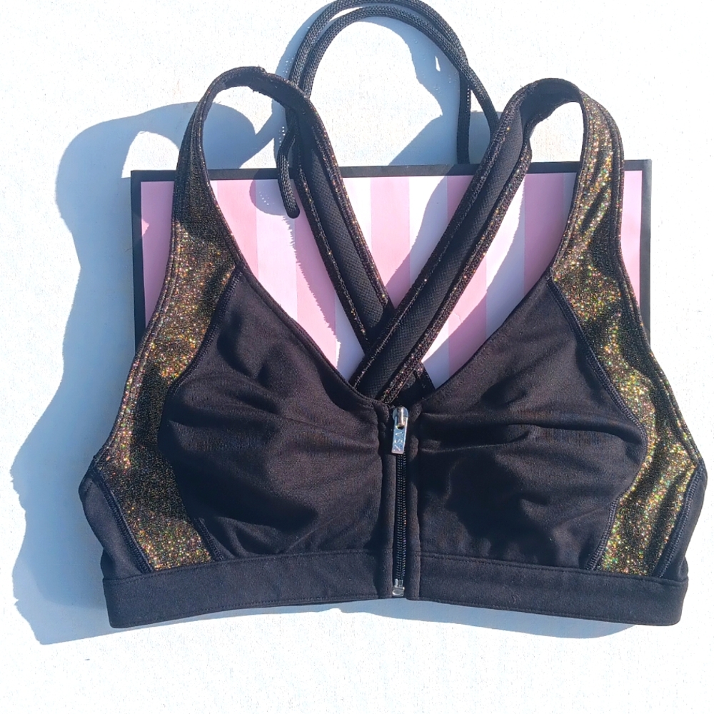 Victoria Secret Black and Gold Women's Sports Bra Size S/P